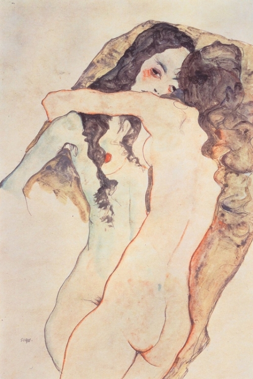 Two Women Embracing By Egon Schiele Wall Art Painting Prints Poster Canvas Picture Hanging Photo Gift Idea Home Decor