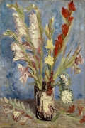 Vase with Gladioli and Chinese Asters By Vincent van Gogh Wall Art Painting Prints Poster Canvas Picture Hanging Photo Gift Idea Home Decor