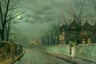 Vecchia casa inglese chiaro di luna dopo la pioggia By John Atkinson Grimshaw