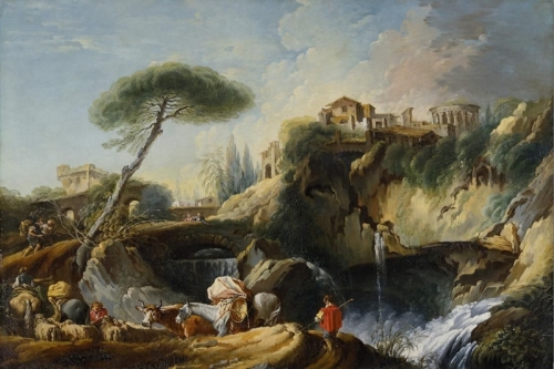 View of Tivoli with the Temple of Vesta By Francois Boucher Wall Art Painting Prints Poster Canvas Picture Hanging Photo Gift Idea Home Decor