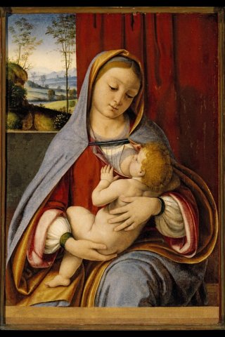 Virgin Nursing with Christ Child Maria Lactens Virgo Lactans By Andrea Solario