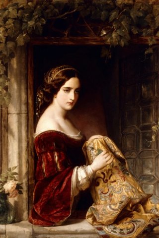 Waiting By Thomas Francis Dicksee Wall Art Painting Prints Poster Canvas Picture Hanging Photo Gift Idea Home Decor