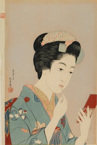 Woman Applying Rouge By Goyo Hashiguchi Wall Art Painting Prints Poster Canvas Picture Hanging Photo Gift Idea Home Decor
