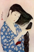Woman Combing Her Hair By Goyo Hashiguchi Wall Art Painting Prints Poster Canvas Picture Hanging Photo Gift Idea Home Decor