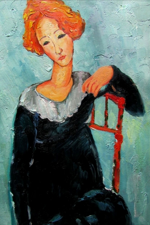 Woman with Red Hair By Amedeo Modigliani Wall Art Painting Prints Poster Canvas Picture Hanging Photo Gift Idea Home Decor