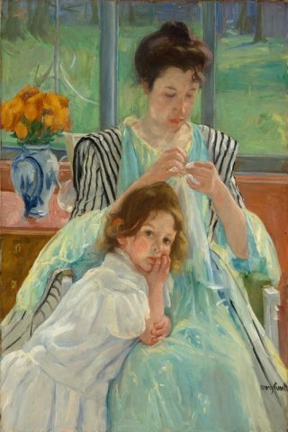 Young Mother Sewing By Mary Cassatt Wall Art Painting Prints Poster Canvas Picture Hanging Photo Gift Idea Home Decor