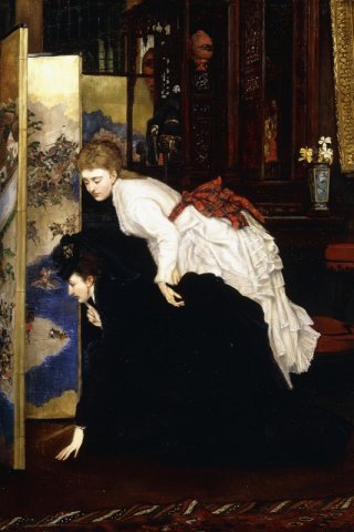 Young Women Looking at Japanese Objects By James Jacques Joseph Tissot